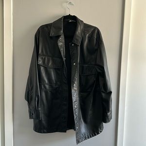 Zara Faux Leather Coat Size Medium